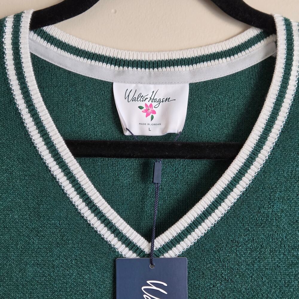 NWT Walter Hagen Men's Clubhouse Golf Sweater Vest Dark Green V-Neck SZ L - Picture 4 of 8